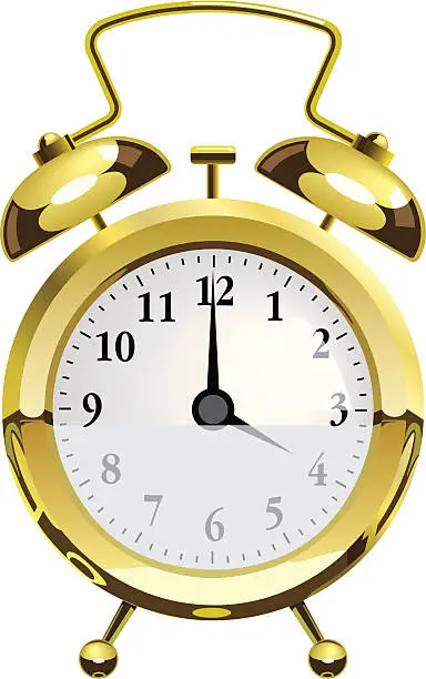 Vector illustration of Gold Alarm Clock