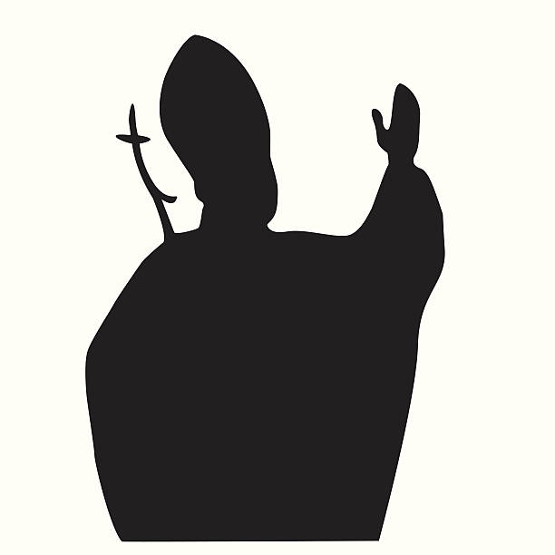Pope (VECTOR) Stylized outline of Pope.  cardinal clergy stock illustrations