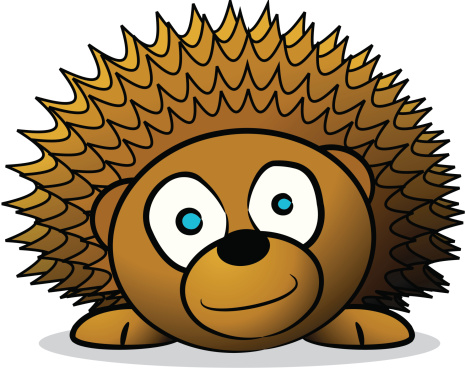 Fully editable vector illustration of a smiling hedgehog.