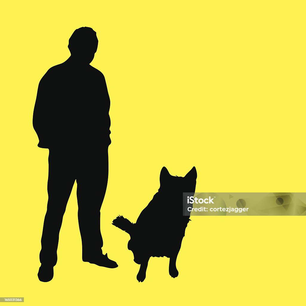 Człowiek & Pies sylwetki (Ilustracja wektorowa - Grafika wektorowa royalty-free (Barwne tło)