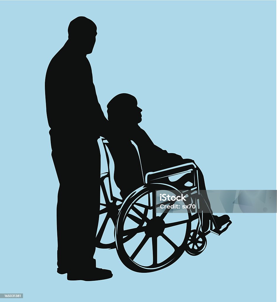 Пожилые пары (вектор - Векторная графика Инвалидное кресло роялти-фри