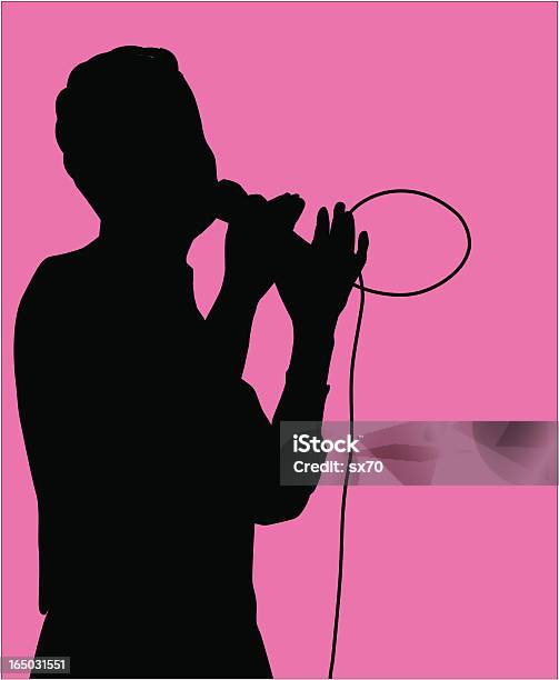 Karaoke Crooner Vettore - Immagini vettoriali stock e altre immagini di Cantante - Cantante, Ombra, Microfono