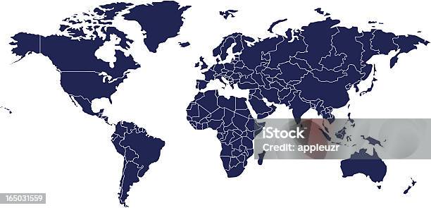Векторная Карта Мира — стоковая векторная графика и другие изображения на тему Карта - Карта, Карта мира, Без людей