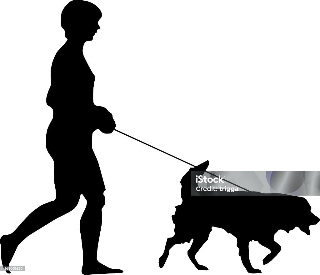 Woman walking dog Silhouette of woman walking dog (EPS8, AI8 and PDF files included in zip) Dog Walking stock vector