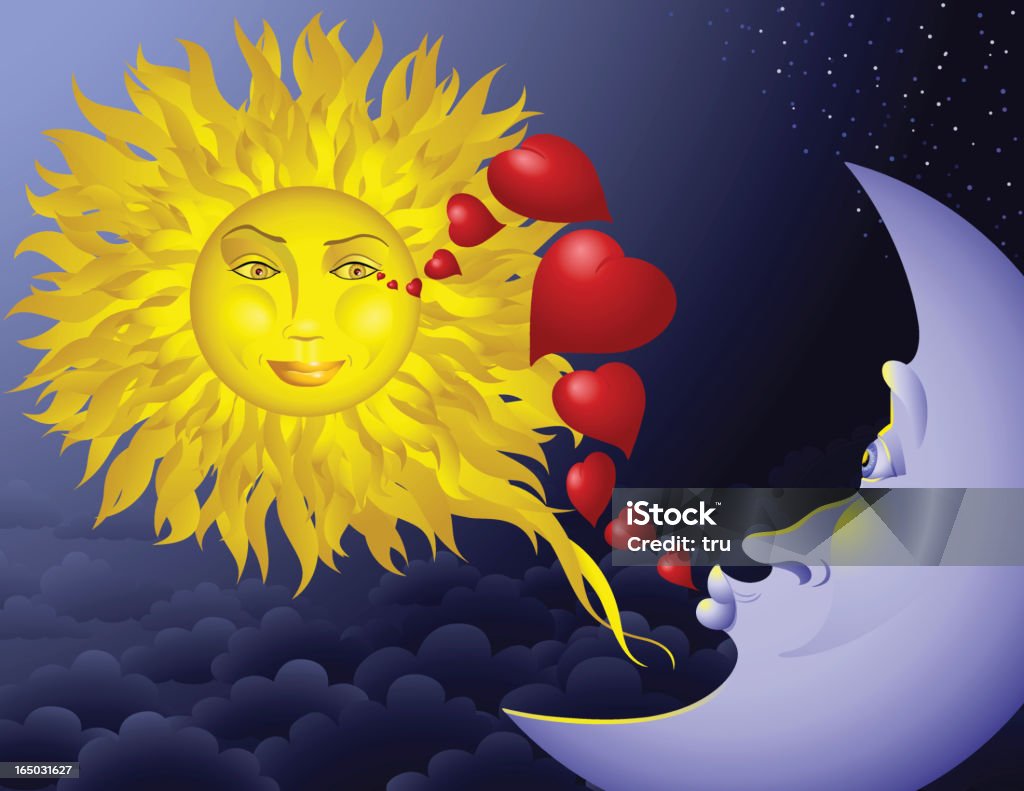 Soleil Moon aime - clipart vectoriel de Amour libre de droits