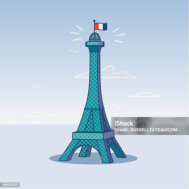 Torre Eiffel - Arte vetorial de stock e mais imagens de Ao Ar Livre - Ao Ar Livre, Aço, Bandeira