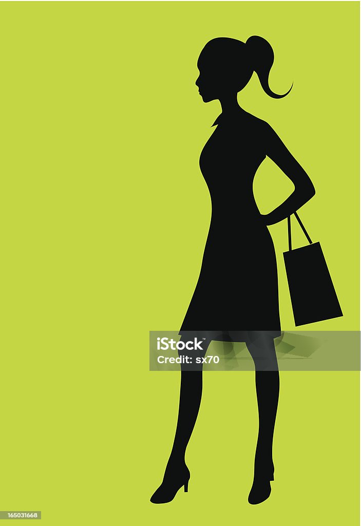 Bargain Hunter ( Vector ) Fashionista on a shopping mission. Hair, bag, legs on different layers.  Adult stock vector