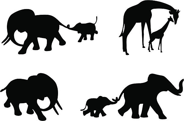 Silhuetas de animais africanos - ilustração de arte em vetor