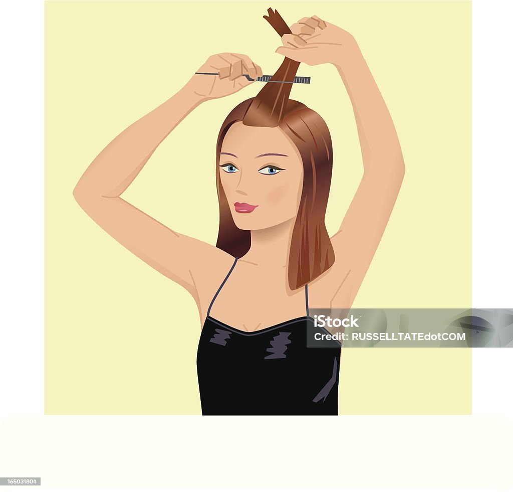 Fille de Peignage de ses cheveux - clipart vectoriel de Adulte libre de droits