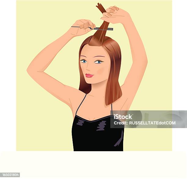 Fille De Peignage De Ses Cheveux Vecteurs libres de droits et plus d'images vectorielles de Adulte - Adulte, Chaleur, Cheveux bruns