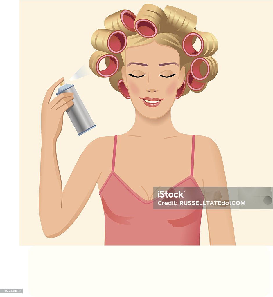 Girl pulverización su cabello - arte vectorial de Adulto libre de derechos