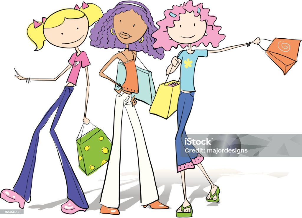 Chicas de compras - arte vectorial de Adolescente libre de derechos