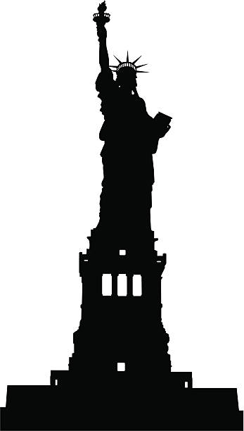 Liberty Statue Silhouette (Vector) vector art illustration