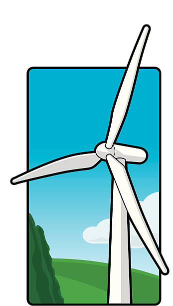 Wind Farm Turbine - Vertical (vector + jpg) vector art illustration