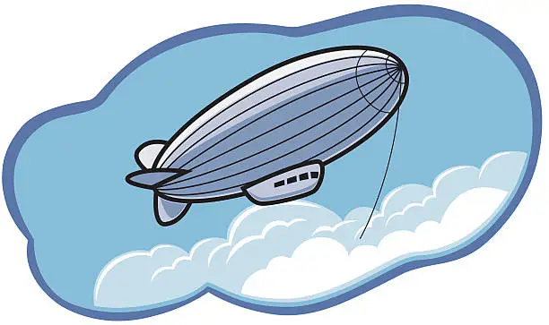 Vector illustration of Blimp in The Clouds