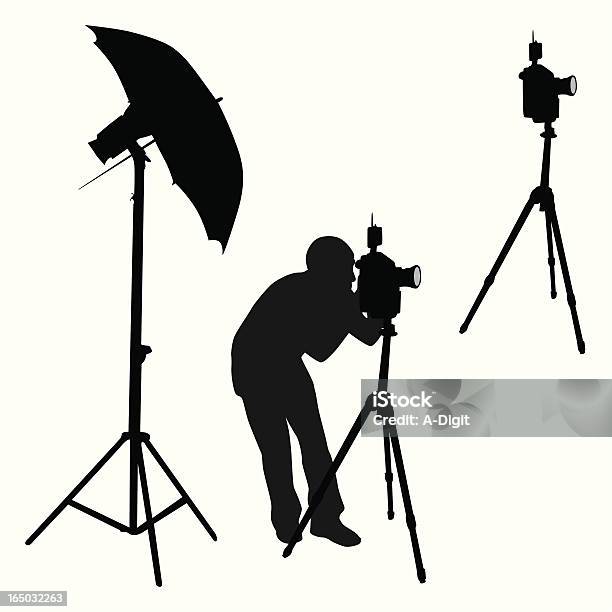 Photography Elements Vector Silhouette Stock Illustration - Download Image Now - Photographer, Studio Shot, In Silhouette