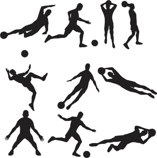 illustrations, cliparts, dessins animés et icônes de silhouette vecteur de collection football (jpg - throwing football men ball