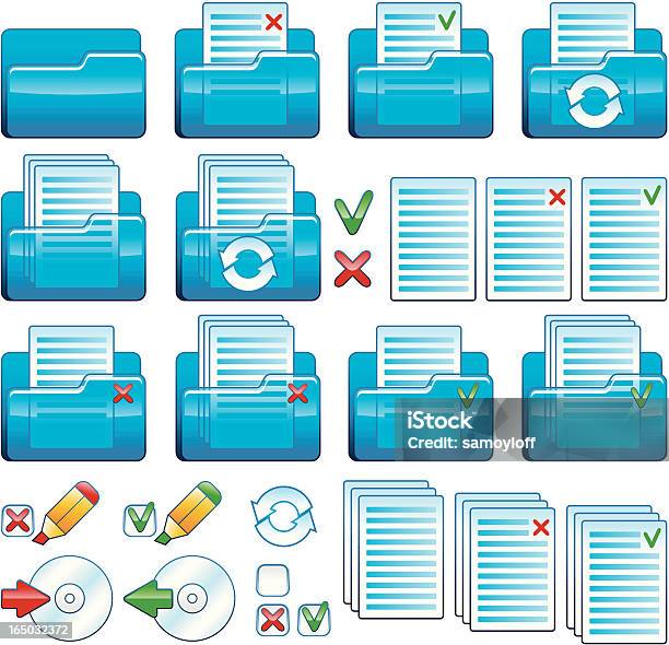 Files And Folders Icon Set Stock Illustration - Download Image Now - File Folder, Ring Binder, Three Dimensional