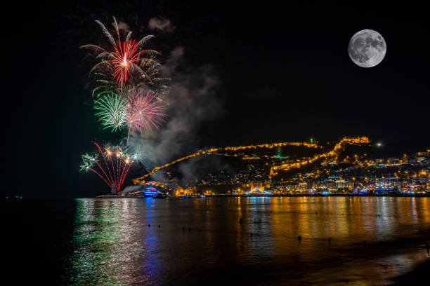 Tourism Resort Alanya Turkey - Fireworks to traditional festival