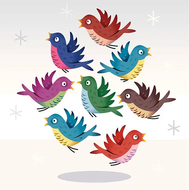 Vector illustration of FOR SALE: 8 Birds Going "Cheep!"