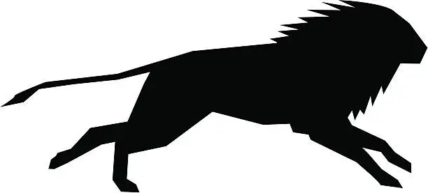 Vector illustration of Running lion silhouette