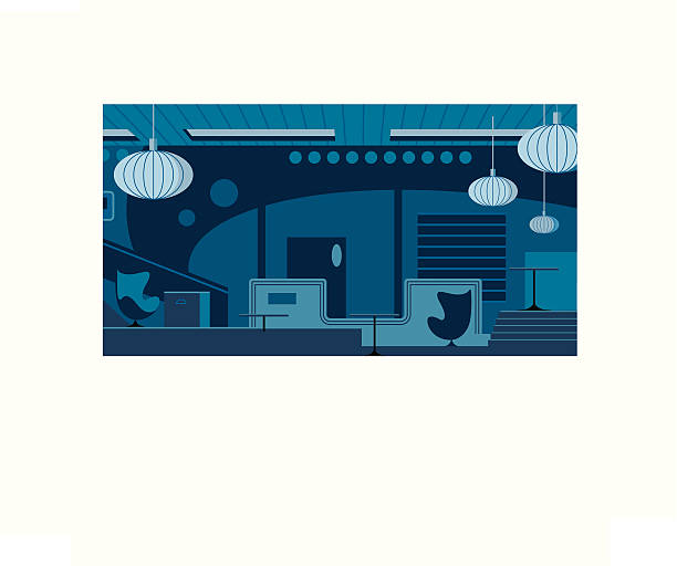 Interior Building Scene in Blue http://dl.dropbox.com/u/38654718/istockphoto/Media/download.gif indoors bar restaurant sofa stock illustrations