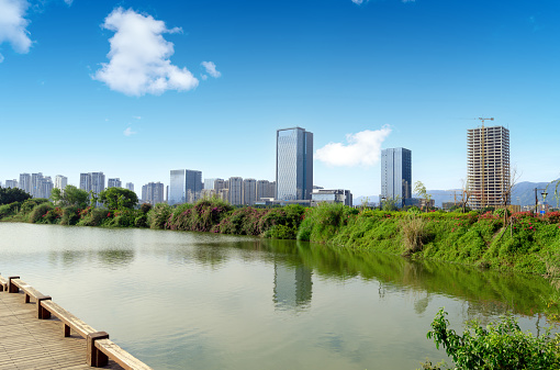 Now the city skyline, Fuzhou, China.