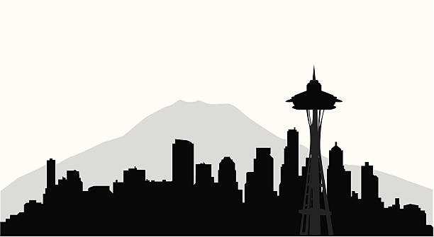 Seattle Skyline ( Vector ) Seattle skyline. mt rainier stock illustrations