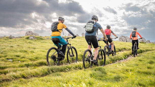 istock Couples riding electric bicycles 1650330719
