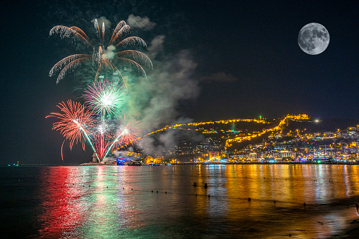 Tourism Resort Alanya Turkey - Fireworks to traditional festival