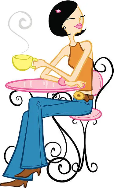 Vector illustration of Cafe Girl