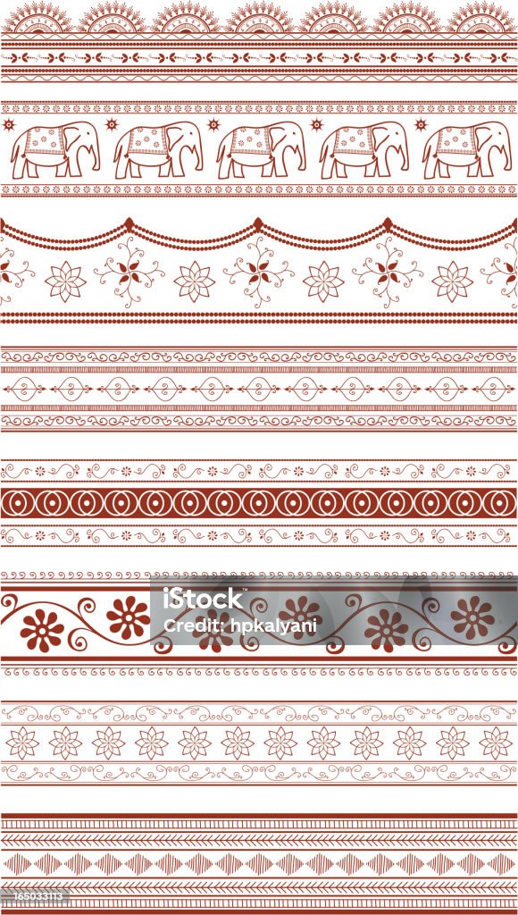 Mehndi Sari fronteiras (Vector - Vetor de Cultura Indiana royalty-free