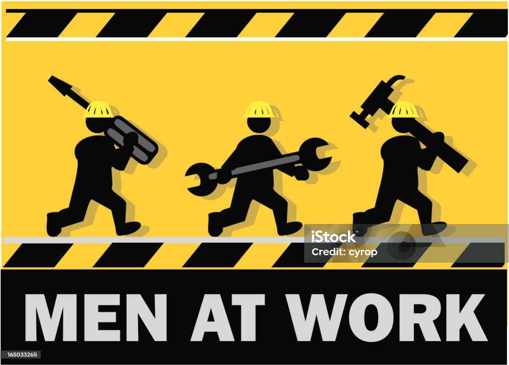 men at work men at work, workers cartoon group carrying tools - VECTOR Construction Worker stock vector