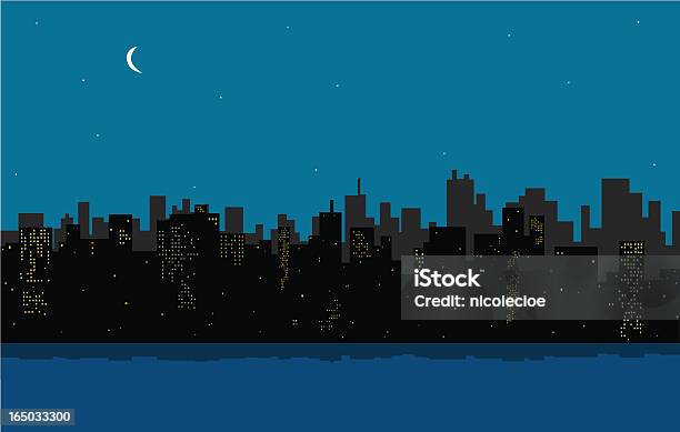 Skyline Della Città - Immagini vettoriali stock e altre immagini di Illustrazione - Illustrazione, Città, Luna