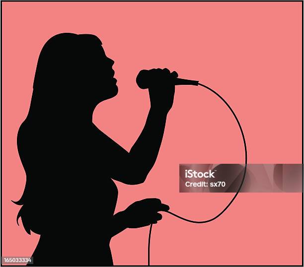 Karaoke Idol Stock Illustration - Download Image Now - Singer, Singing, In Silhouette