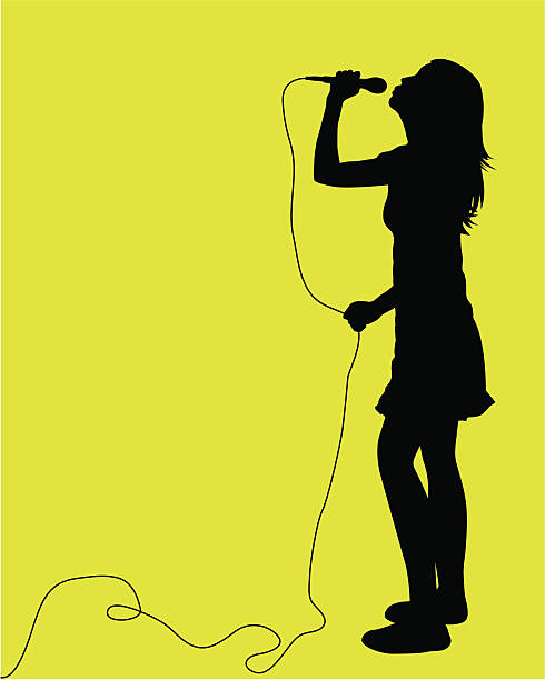 sprzęt do karaoke bożek (wektor - singing silhouette singer karaoke stock illustrations