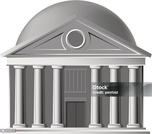 Portico Dome Stock Illustration - Download Image Now - Courthouse, Pantheon - Paris, Pantheon - Rome