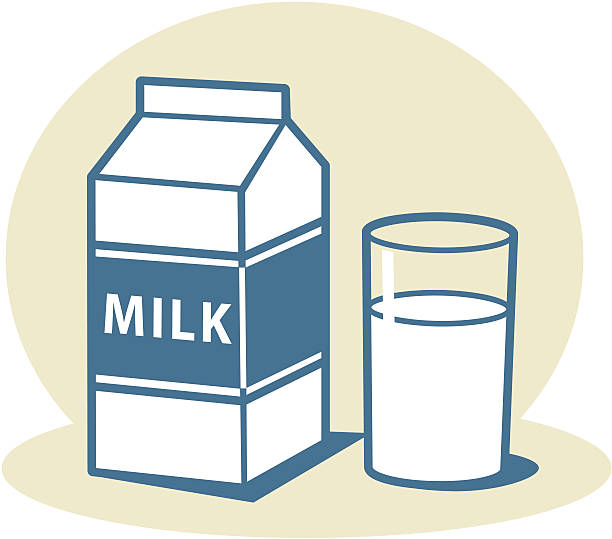 Milk carton with glass of milk Milk Carton and Glass of milk milk carton stock illustrations