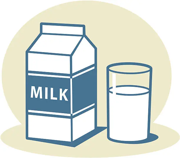 Vector illustration of Milk carton with glass of milk