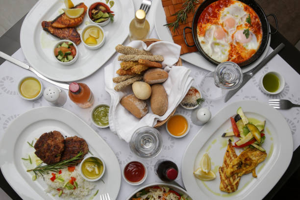 istock Various Mediterranean dishes and wines served on the restaurant table 1650334535