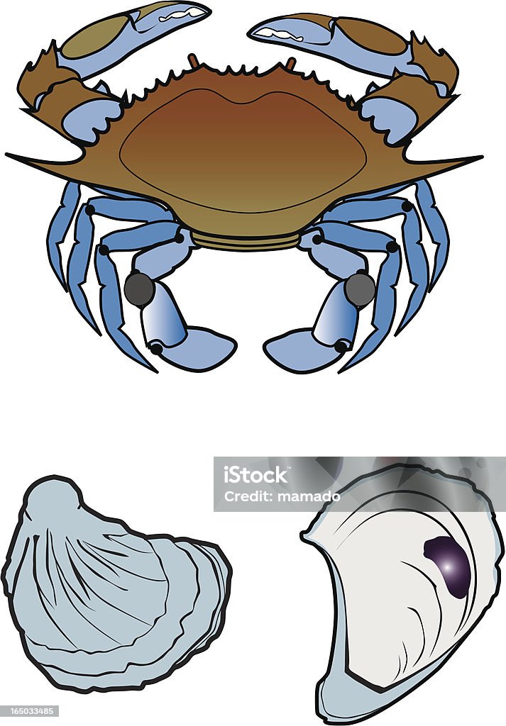 blue Krabben und Austern - Lizenzfrei Auster Vektorgrafik