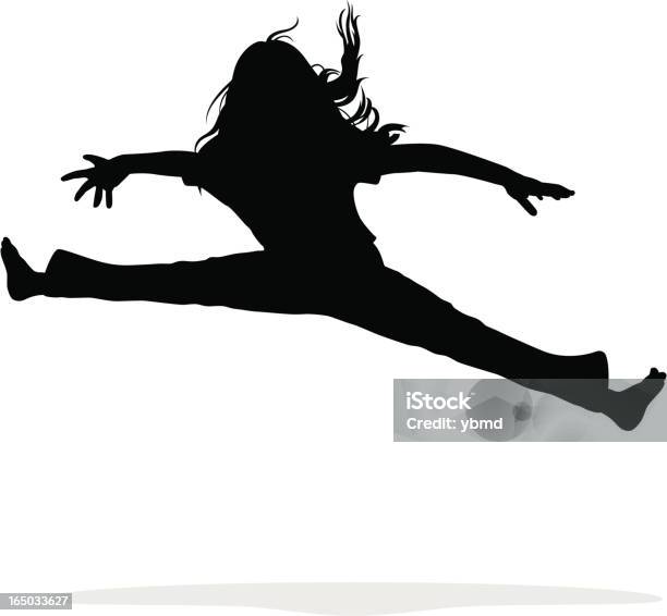 Ilustración de Niña De Salto Silhouette Vector y más Vectores Libres de Derechos de Silueta - Silueta, Bailar, Niño