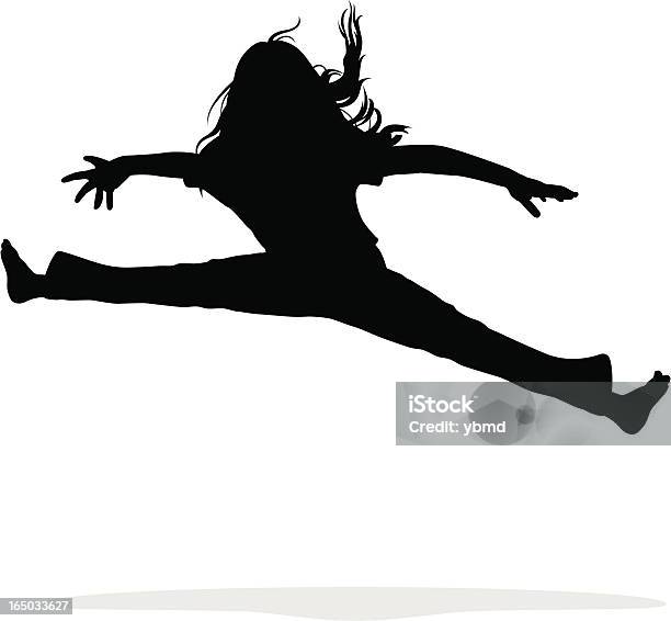 Прыжки Девушка Силуэт Вектор — стоковая векторная графика и другие изображения на тему Силуэт - Силуэт, Ребёнок, Танцевать