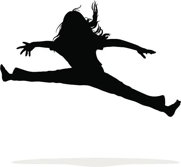 Vector illustration of Jumping girl silhouette (vector)