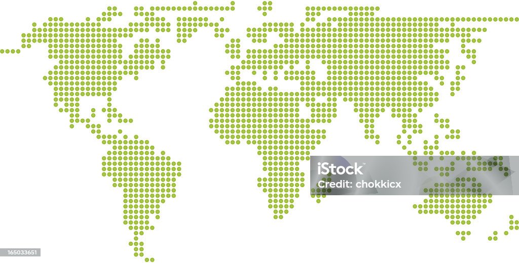 Green World Map in Circlular Pixels EPS & JPEG Circle stock vector