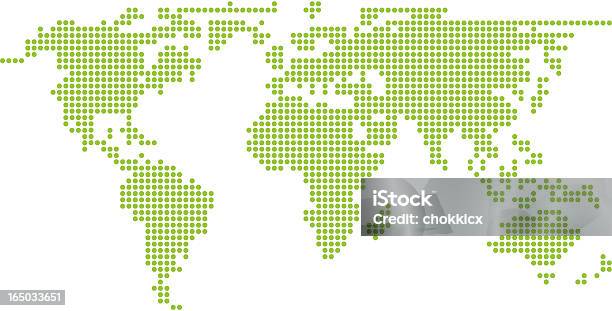 Green World Map In Circlular Pixels Stock Illustration - Download Image Now - Circle, Concepts, Environmental Conservation