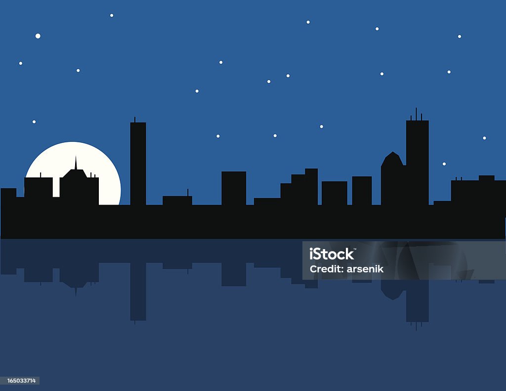 Boston bei Nacht - Lizenzfrei Stadtsilhouette Vektorgrafik