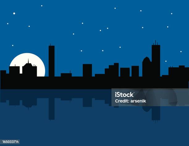 Boston Bei Nacht Stock Vektor Art und mehr Bilder von Stadtsilhouette - Stadtsilhouette, Stern - Weltall, Außenaufnahme von Gebäuden