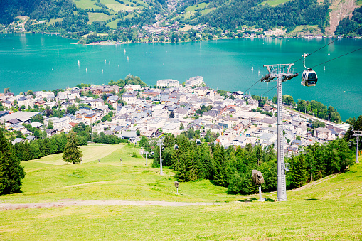 Cable Car above the town of Zell am See, Austria