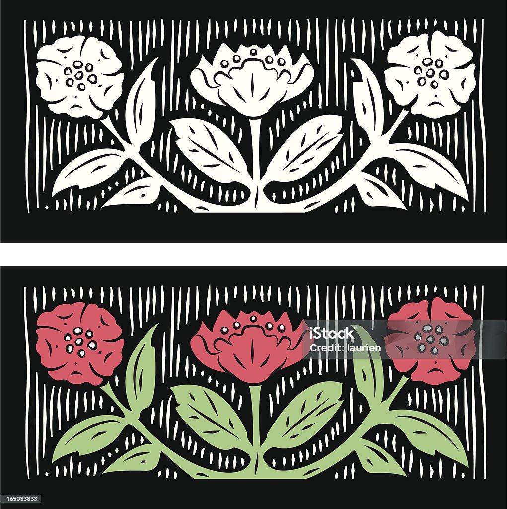 Xilogravura de Flores - Royalty-free Flor arte vetorial